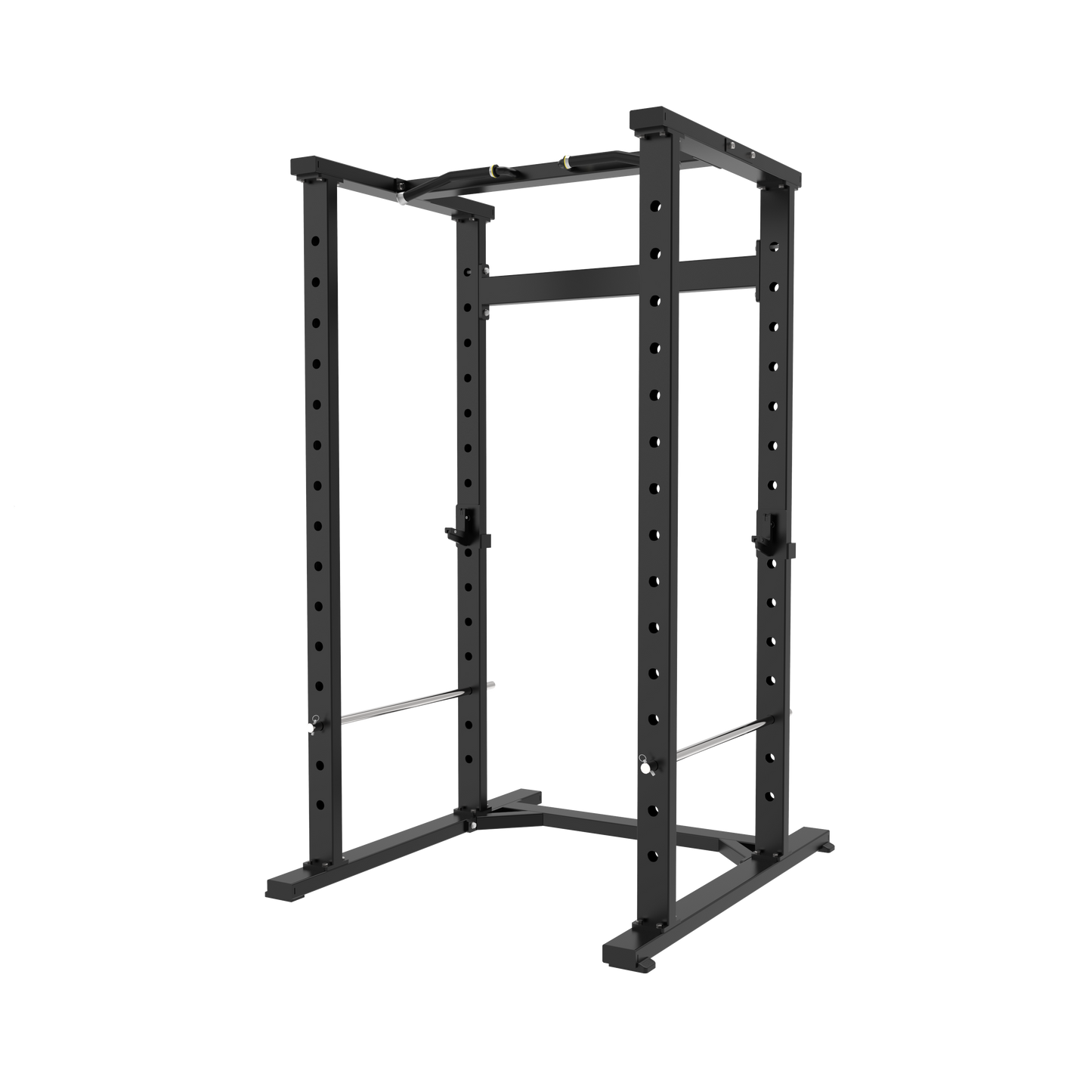 The BefitNow Canada AR48 Power Cage is a black metal power rack with multiple adjustable holes for strength training and weightlifting. Weighs 298lbs, measures 58"x52"x90", and is shown against a plain white background.