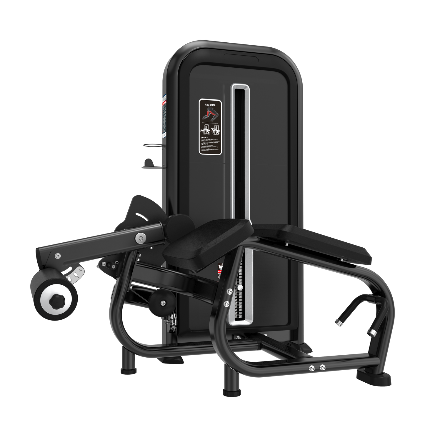 The BefitNow Canada Prone Leg Curl is a black gym machine with a padded seat, leg rests, adjustable weight stack, and sturdy metal frame, designed to isolate and strengthen your hamstrings.