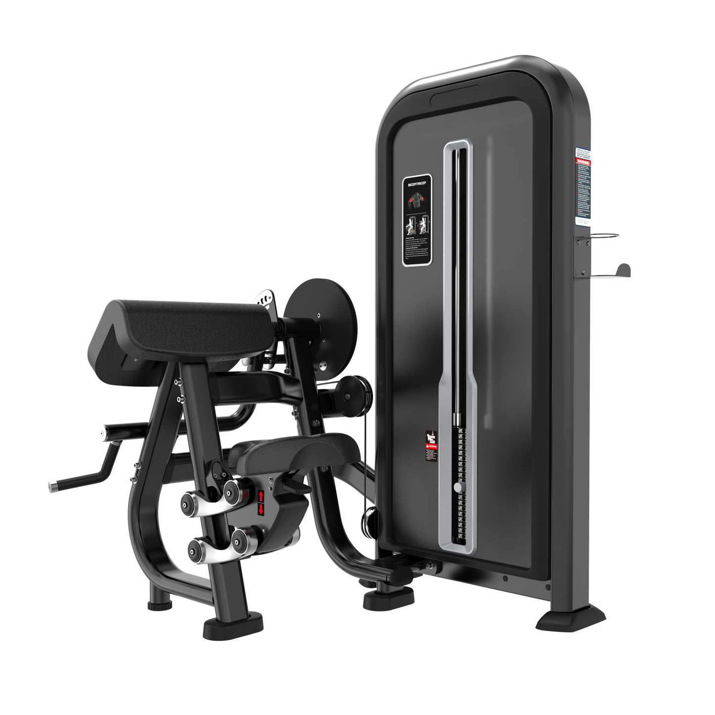 The BefitNow Canada Bicep/Tricep machine features a 511lbs weight stack, padded seat and backrest, adjustable settings, and handles—ideal for effective seated arm workouts targeting biceps and triceps.