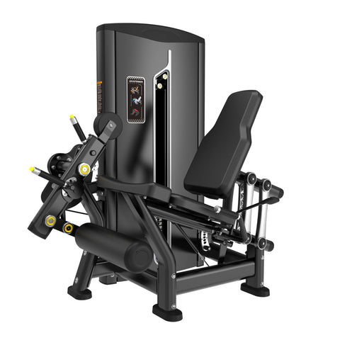 The BefitNow Canada Leg Extension is a black machine with padded seat and leg supports, adjustable settings, and a weight stack—ideal for gym strength training.