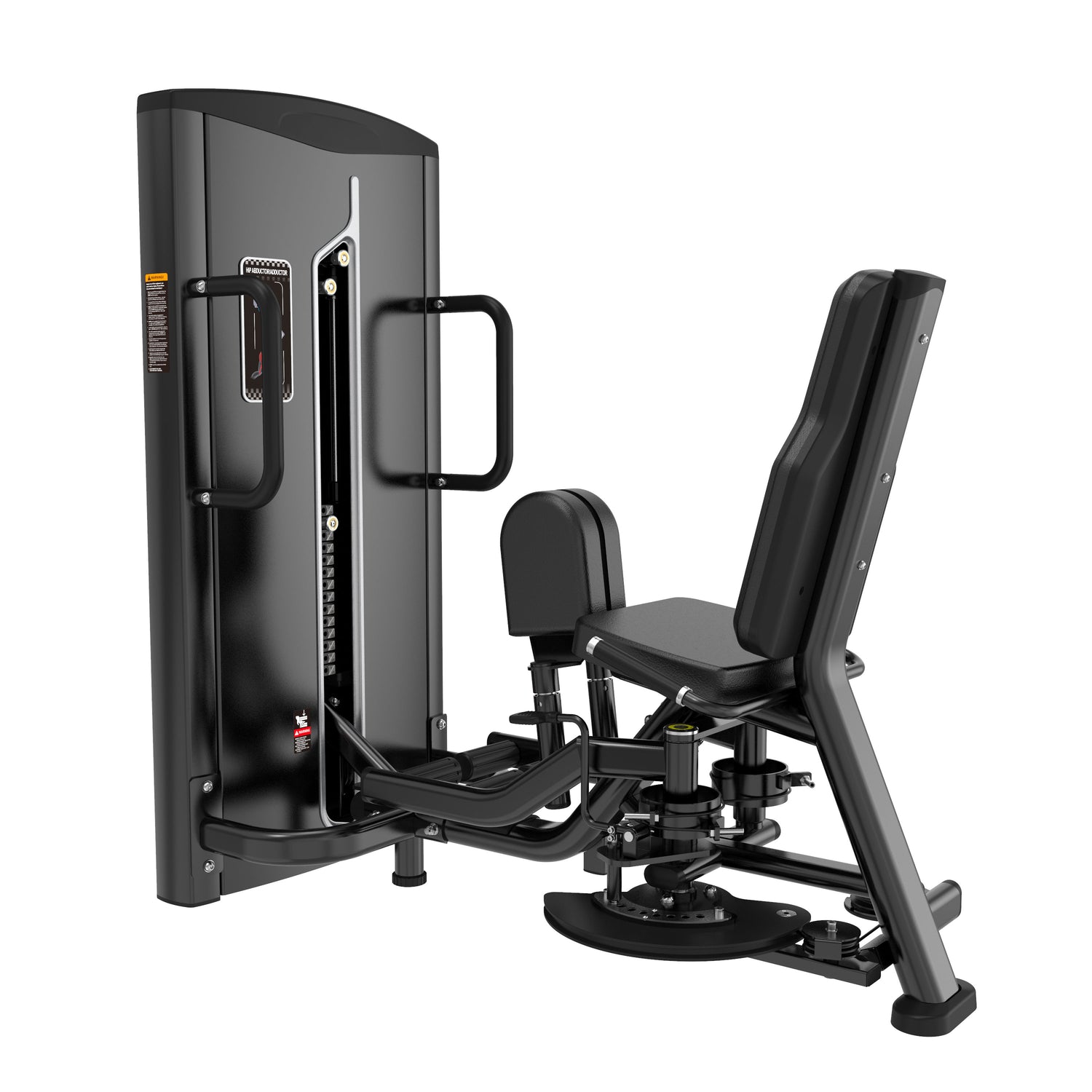 The BefitNow Canada Abductor/Adductor machine in black is designed for inner thigh strengthening, featuring dimensions of 66x63x63. It includes an adjustable seat, padded backrest, foot pedals, side handles, and a 258lbs weight stack for resistance control.