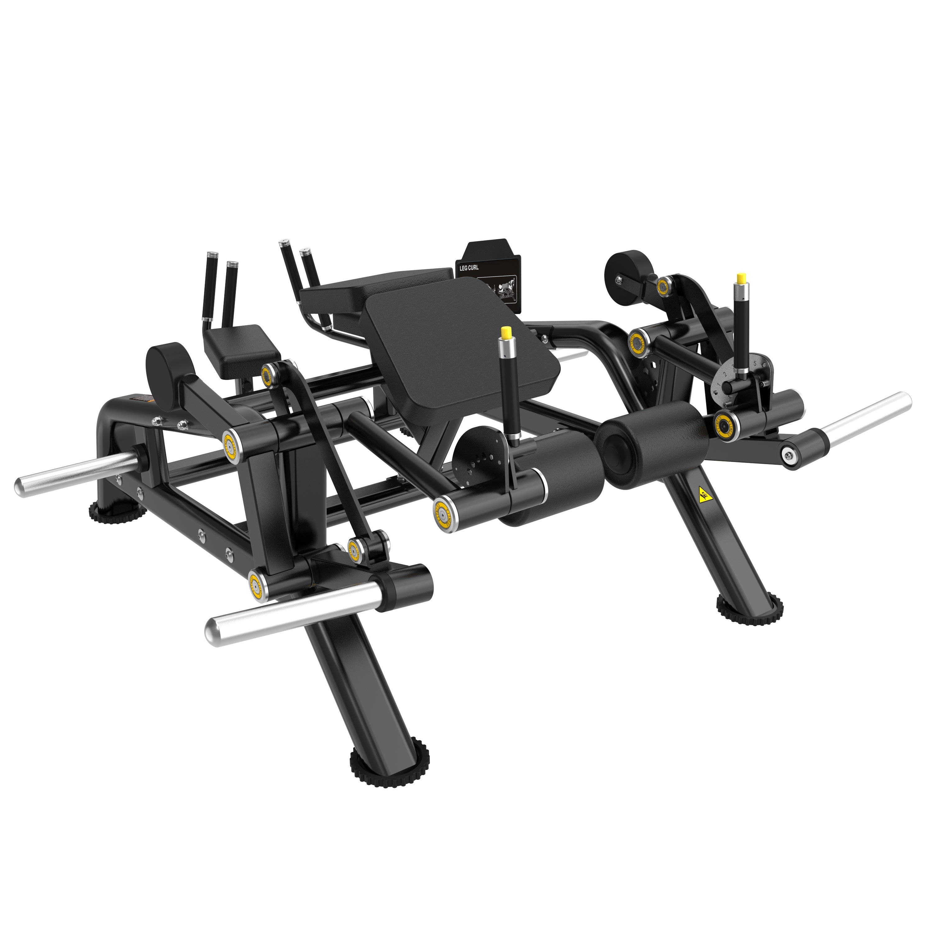 The FS13 Prone Leg Curl by BefitNow Canada is a black commercial gym machine with a padded seat and silver weight plate holders, designed for effective lower body strength training.