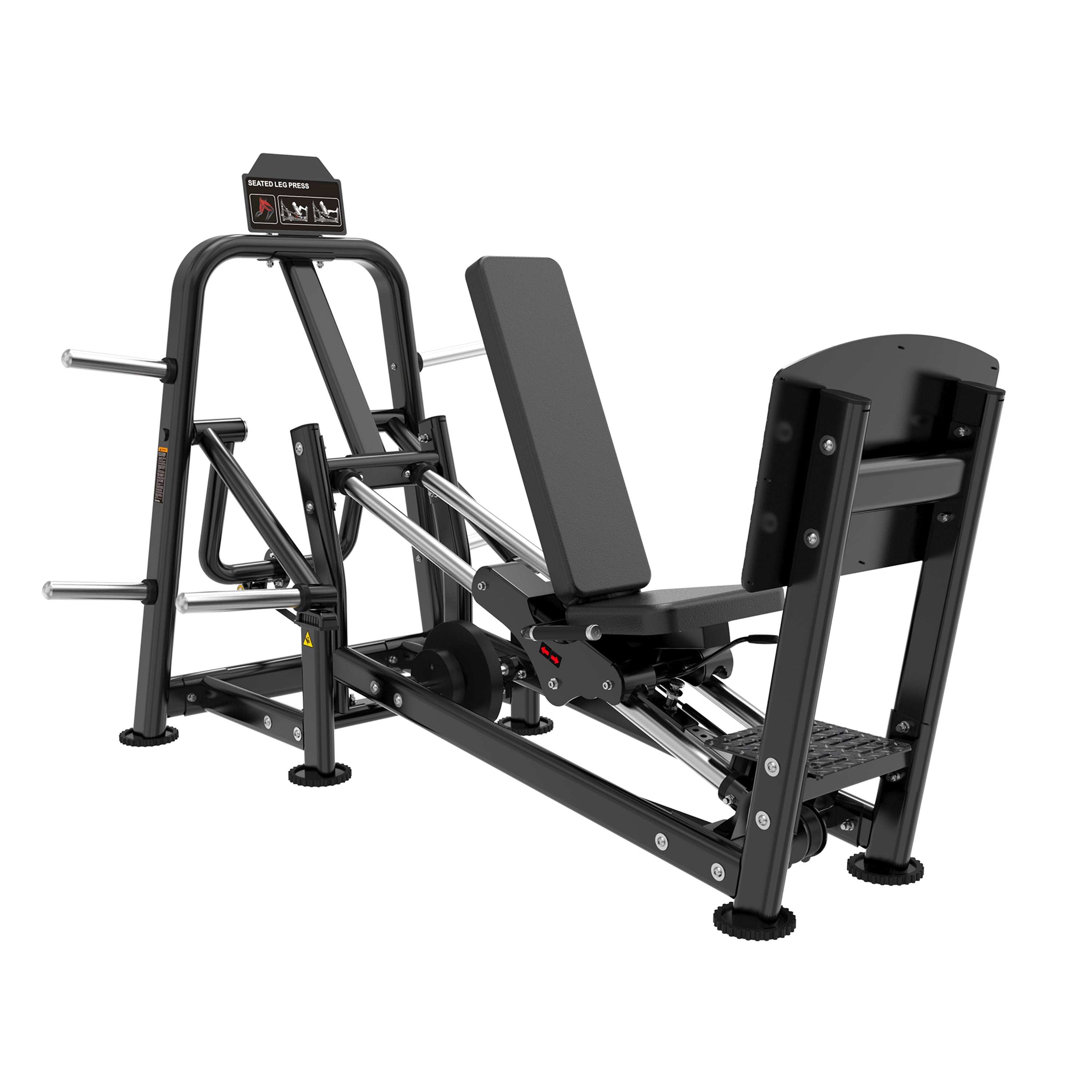 The BefitNow Canada FS15 LEG PRESS is a black and silver commercial gym machine with padded seat, angled backrest, footplate, and handles—designed for effective lower-body training.