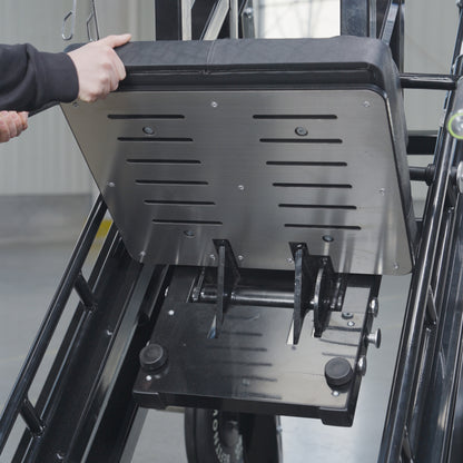 Someone using the BefitNow Canada 45 Degree Leg Press Hack Squat, which weighs 560 lbs.