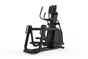 The Shua B9100E Commercial Elliptical is a sleek black exercise machine with pedals, handlebars, and a digital display featuring electromagnetic control, shown against a white background.