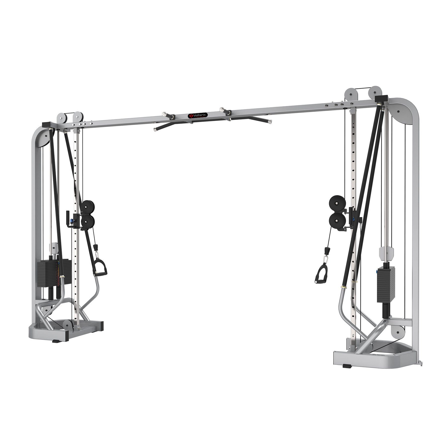 The TB16 Adjustable Crossover by BefitNow Canada features two adjustable pulleys with weight stacks, exercise handles, and a pull-up bar. Its sturdy metallic frame is engineered for gym use, ensuring optimal performance with precise dimensions.