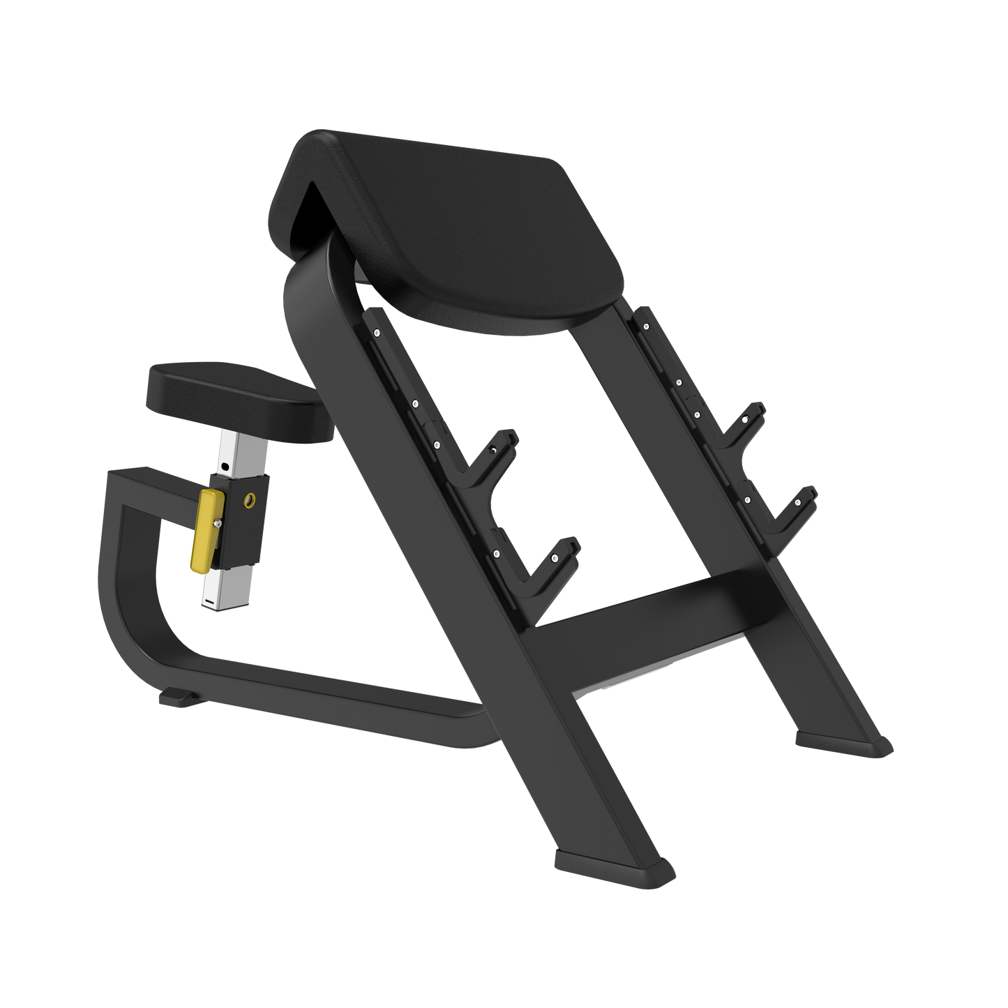The BefitNow Canada Seated Preacher Curl Bench features padded arm support, adjustable seat, angled frame, and two barbell holders. Sized at 53"x30"x37", it’s ideal for bicep exercises with a sturdy weight capacity.