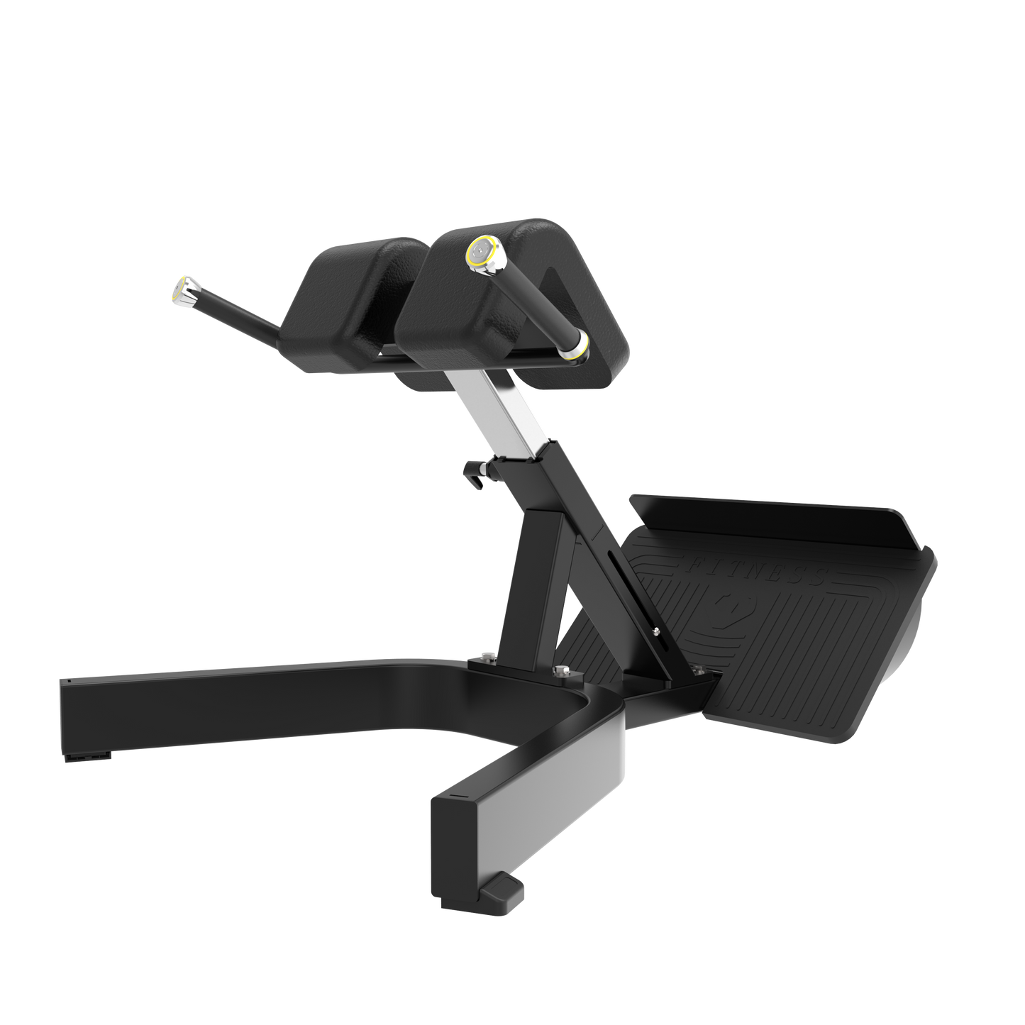 The BefitNow Canada AR45 Back Extension is a black bench with padded leg supports, footplate, and sturdy metal frame (44"x36"x30", 99 lbs), designed for back extensions and shown against a plain white background.