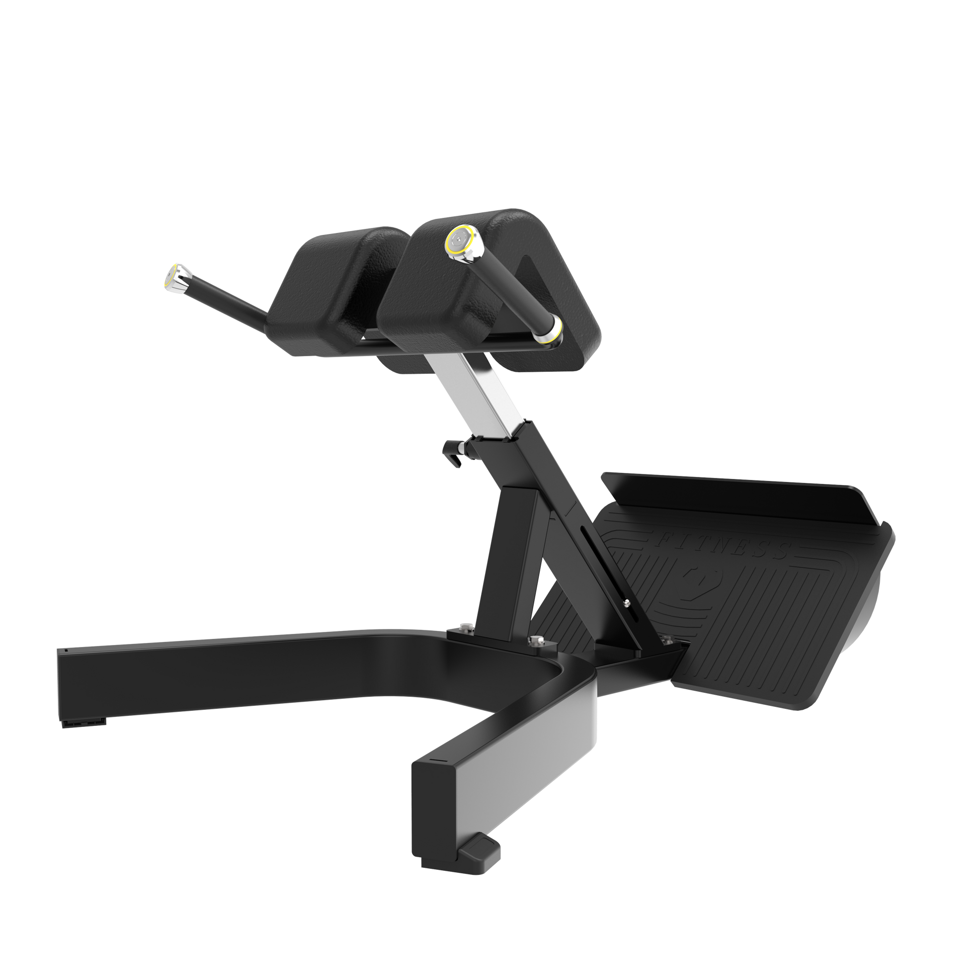 The BefitNow Canada AR45 Back Extension is a black bench with padded leg supports, footplate, and sturdy metal frame (44"x36"x30", 99 lbs), designed for back extensions and shown against a plain white background.