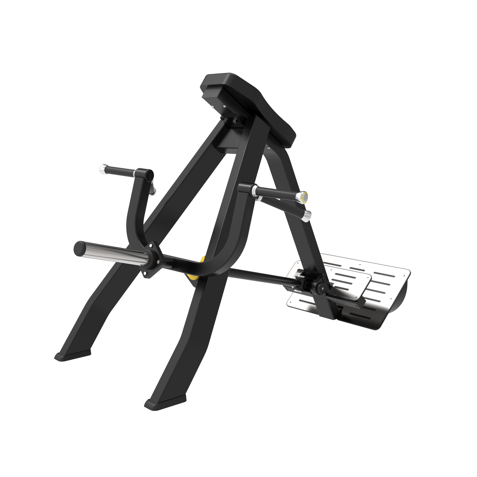 The BefitNow Canada AR61 Incline Level Row is a black and silver gym machine with dual handles, padded chest support, and a footplate, ideal for upper and mid-back workouts. Shown against a plain white background.