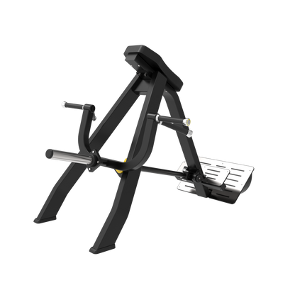 The BefitNow Canada AR61 Incline Level Row is a black and silver gym machine with dual handles, padded chest support, and a footplate, ideal for upper and mid-back workouts. Shown against a plain white background.