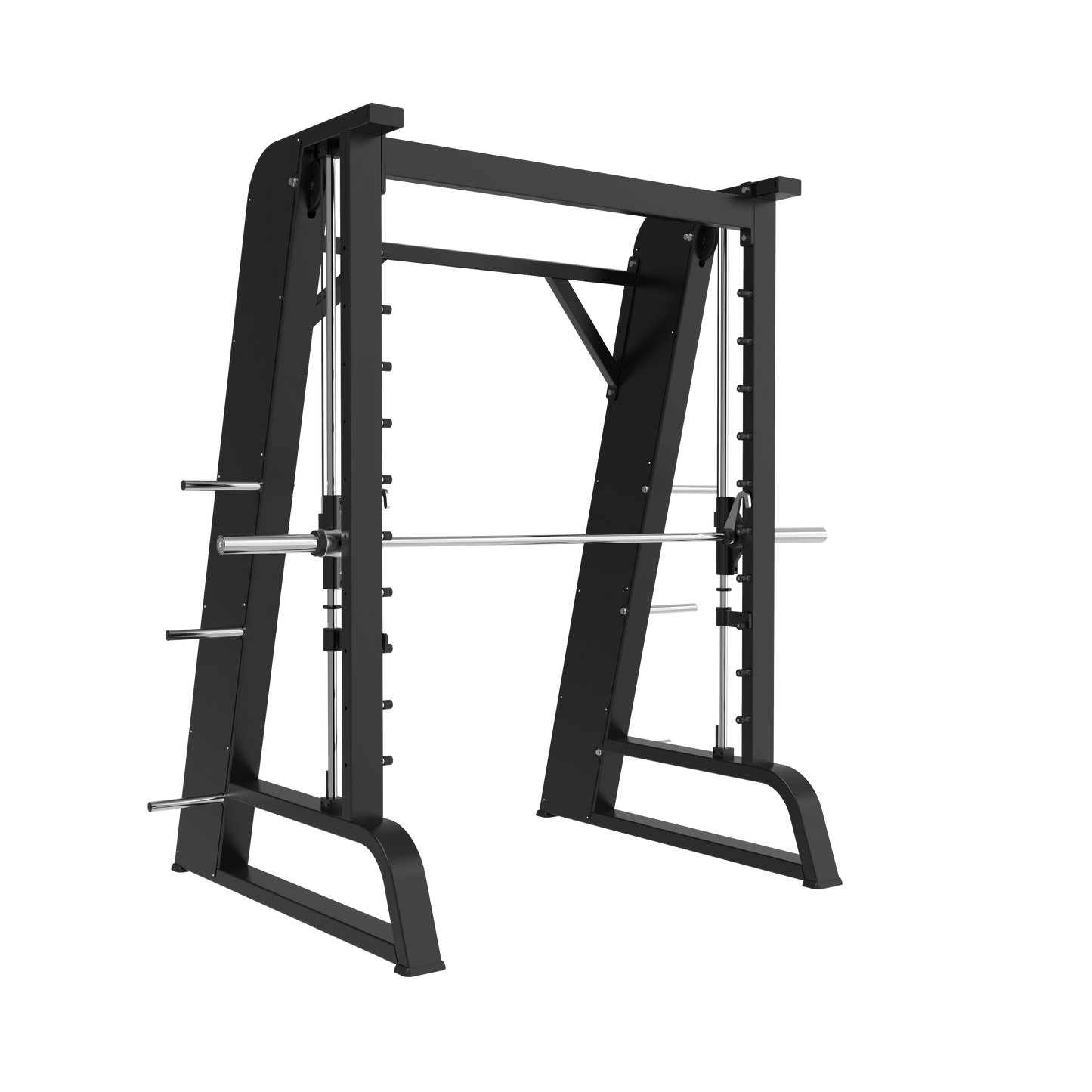 The BefitNow Canada AR63 Smith Machine, in black with a silver barbell and weight plate holders, measures 57"x87"x87" and weighs 626lbs, designed for strength training and weightlifting on a plain white background.