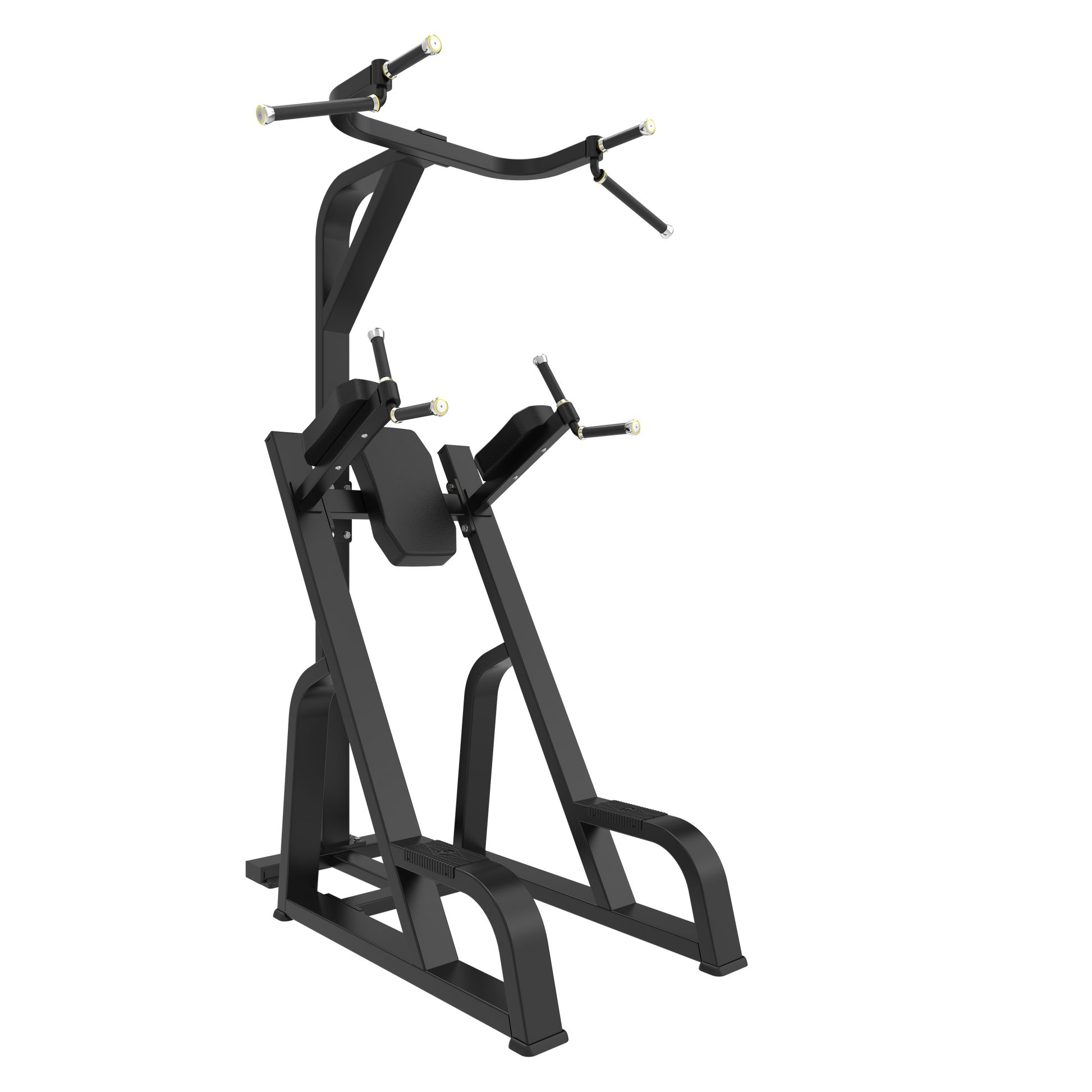 The BefitNow Canada AR80 Chin Up/Dip & Knee Up, black with padded arm supports, backrest, and handles for upper body exercises (58"x54"x87", 196lbs), is displayed against a plain white background.