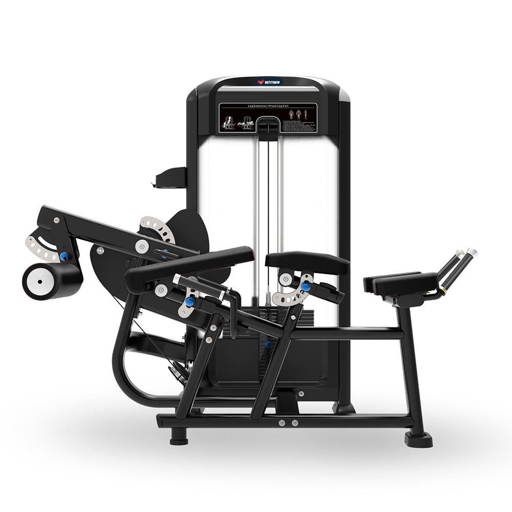 The BefitNow Canada Commercial Horizontal and Seated Leg Extension/Lying Leg Curl offers padded supports, an adjustable weight stack, and instructional placards—ideal for strength training in any home gym.