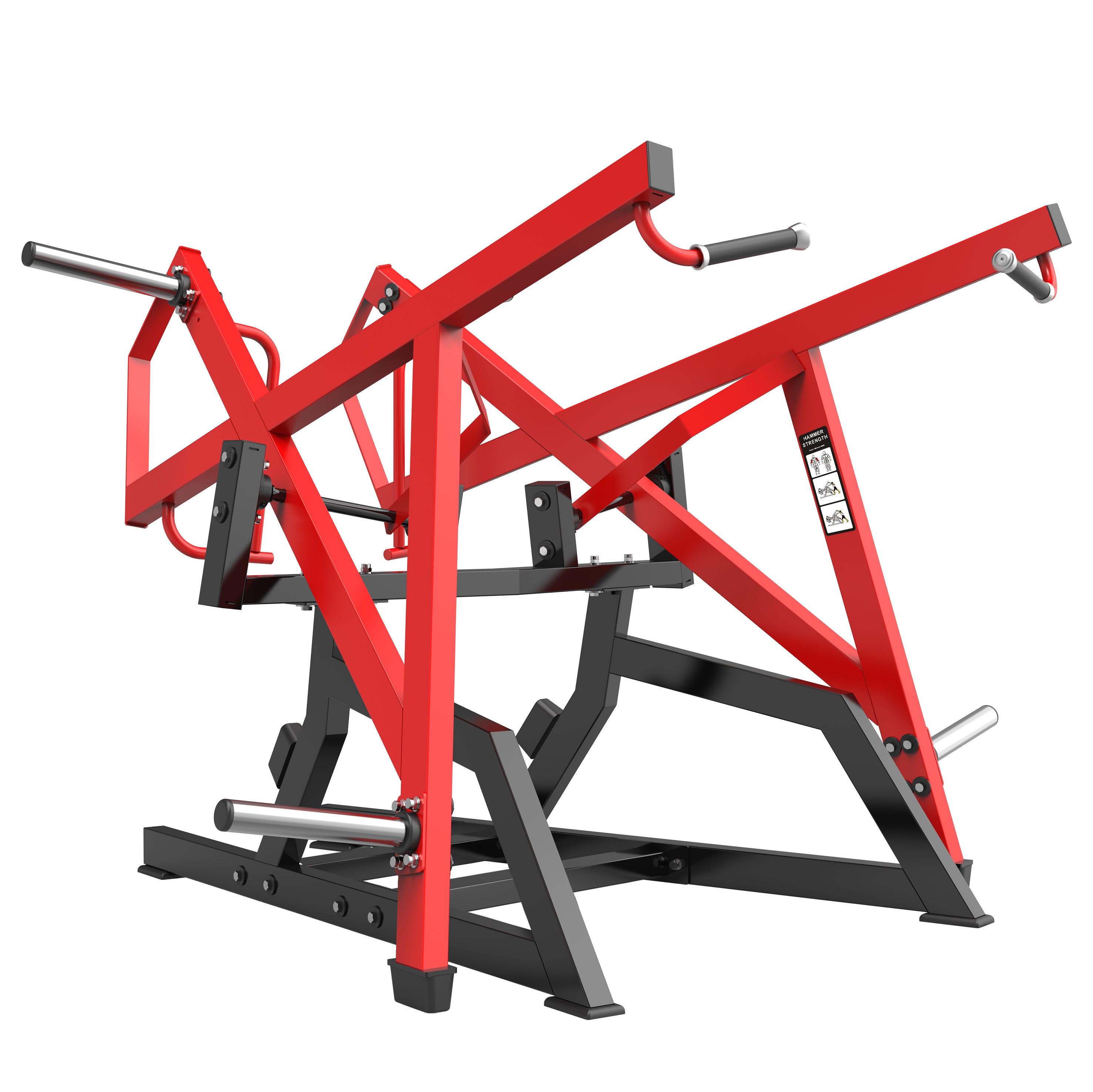 The BefitNow Canada TM64 Comprehensive Incline Press is a red and black upper body strength machine with multiple handles, robust construction, and compact size, ideal for chest presses. Shown on a white background.