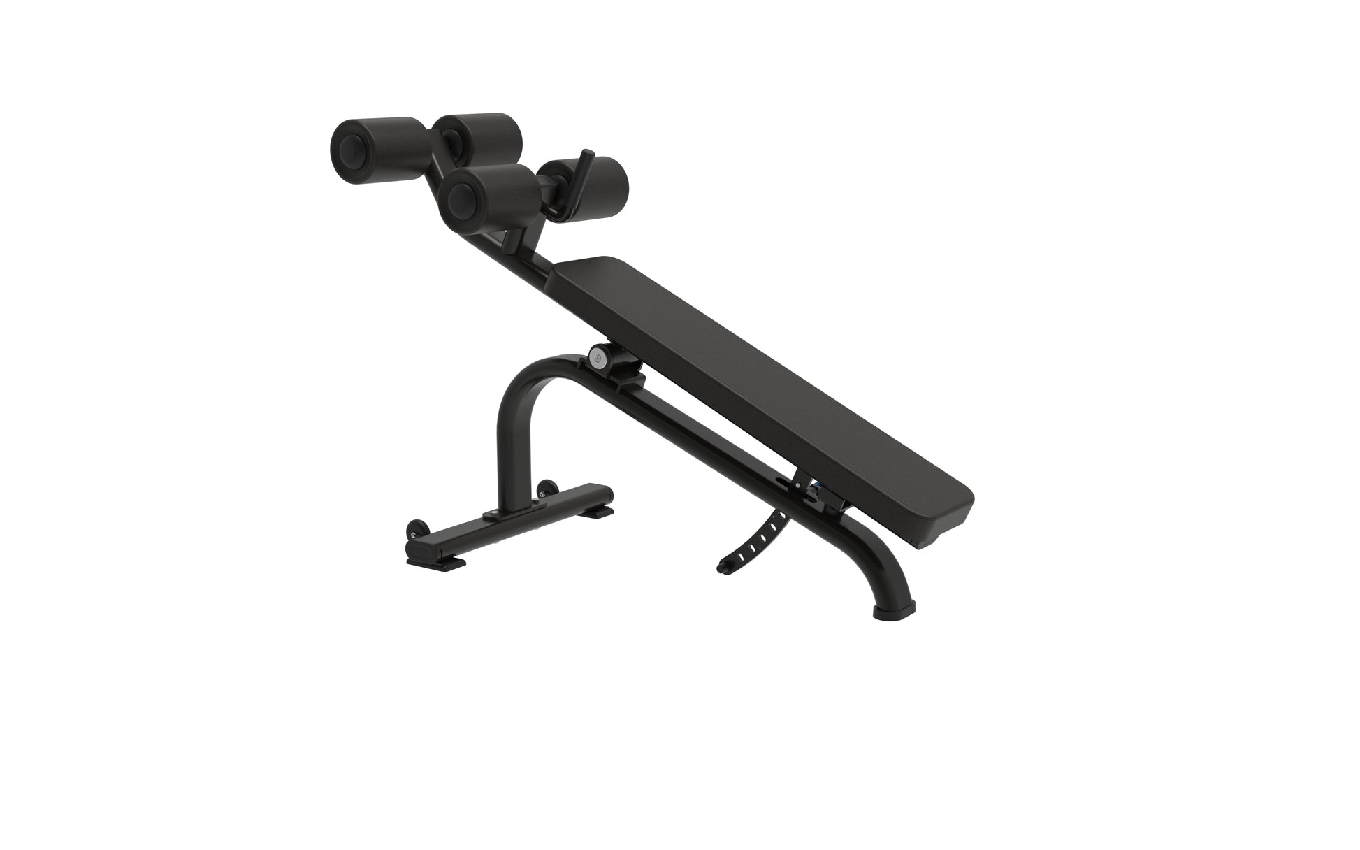 The BefitNow Canada Adjustable Abdominal bench is a black workout bench for sit-ups and ab exercises, featuring padded leg rollers, a sturdy metal frame, and strong weight support, shown on a white background.