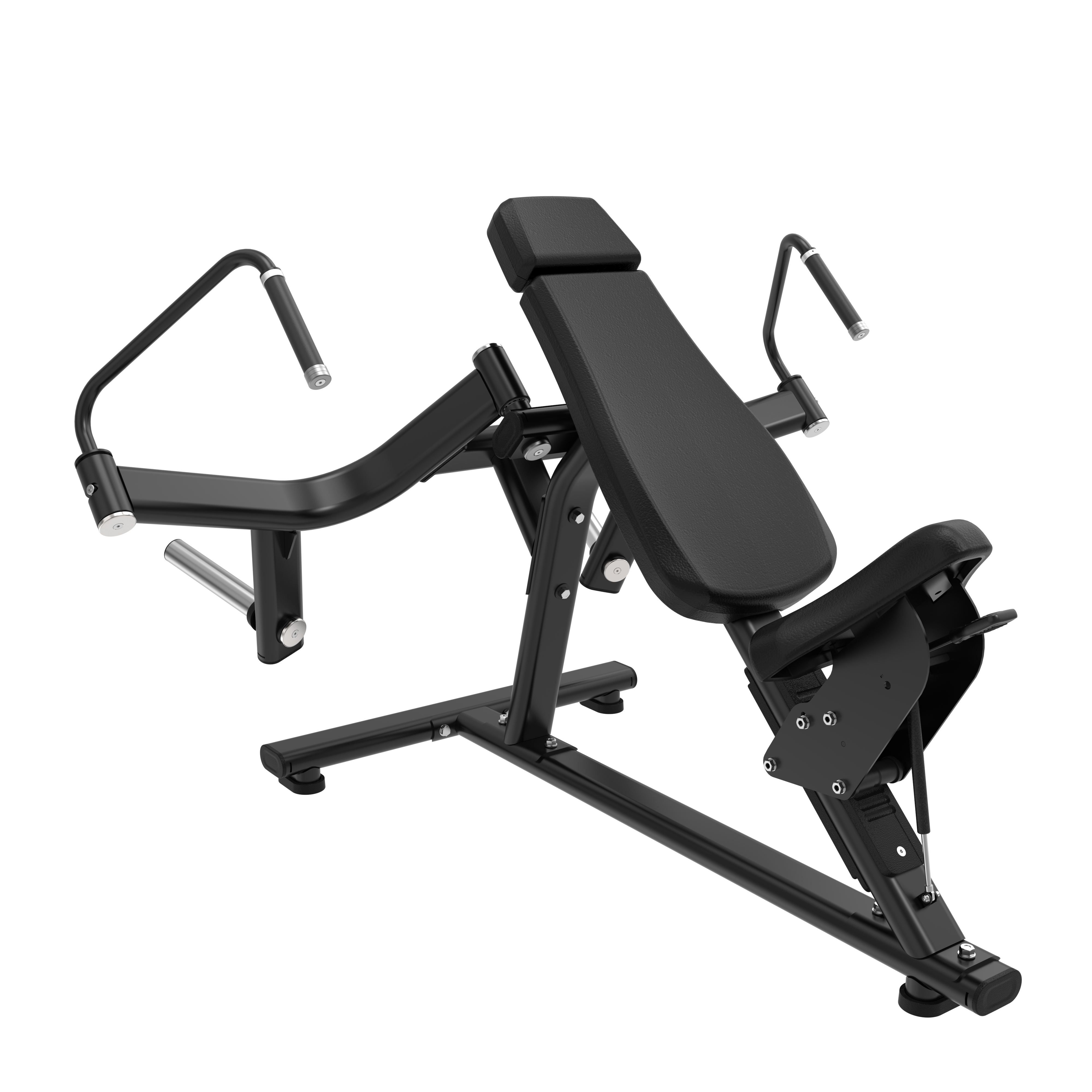The BefitNow Canada Incline PecFly is a black incline chest press machine with padded seat/backrest, large angled handles, and sturdy metal frame for strength training. Dimensions: 64x65x43 inches; weight: 236 lbs.