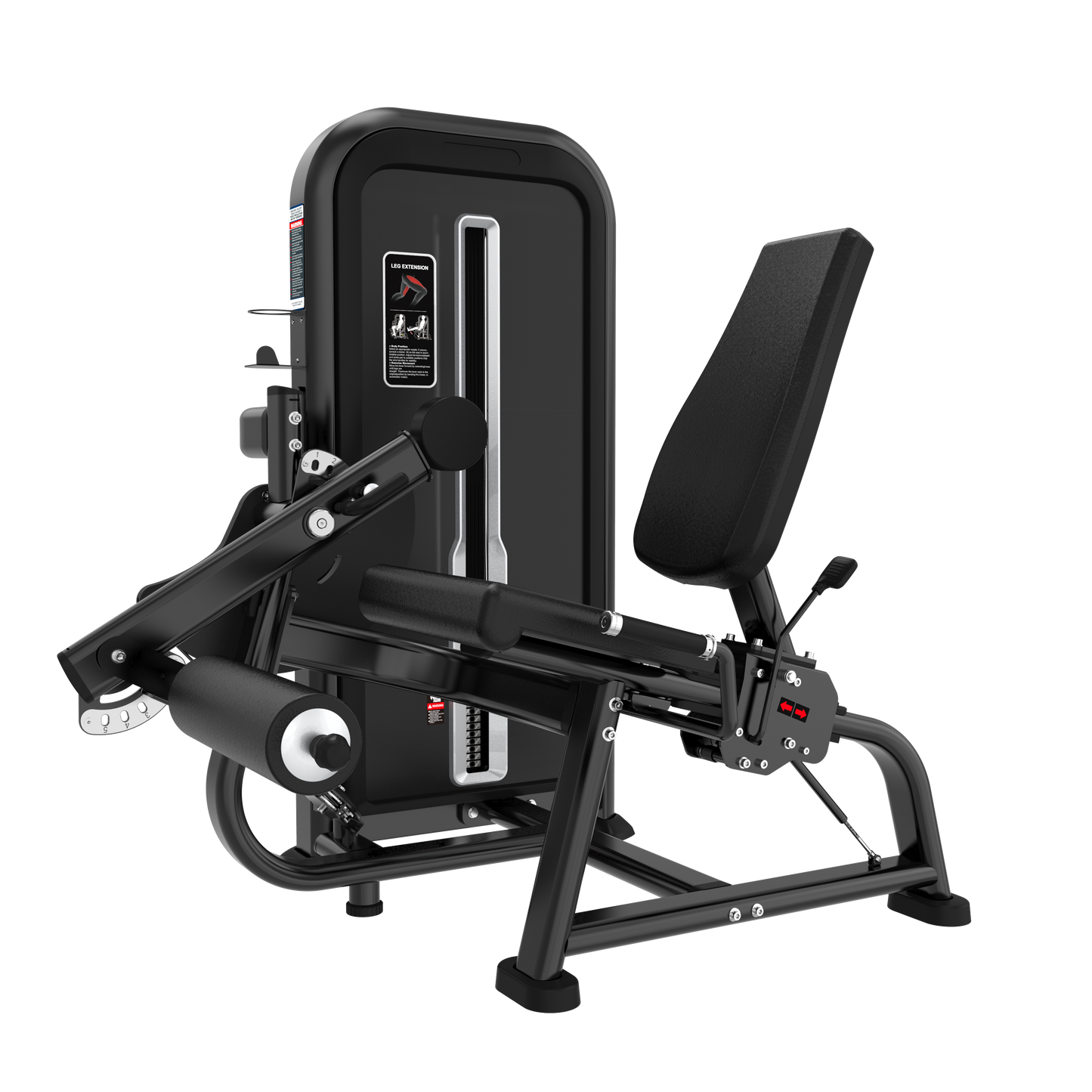 The BefitNow Canada Leg Extension features a black finish, padded leg rollers, adjustable seat back, weight stack for resistance training, and a compact design perfect for any fitness space.