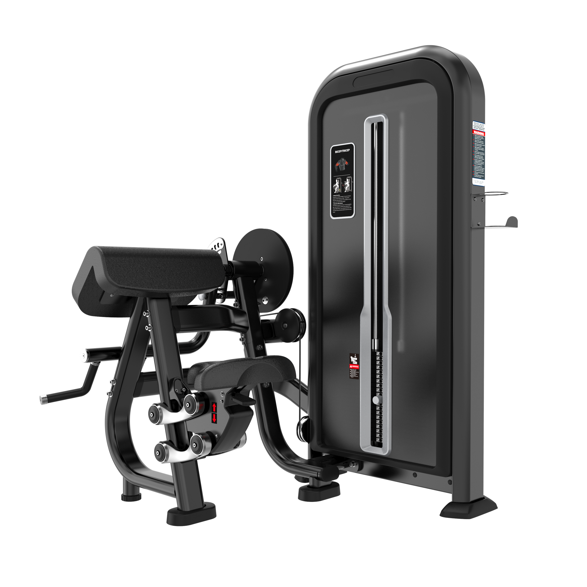 The BefitNow Canada Bicep/Tricep machine features a 511lbs weight stack, padded seat and backrest, adjustable settings, and handles—ideal for effective seated arm workouts targeting biceps and triceps.