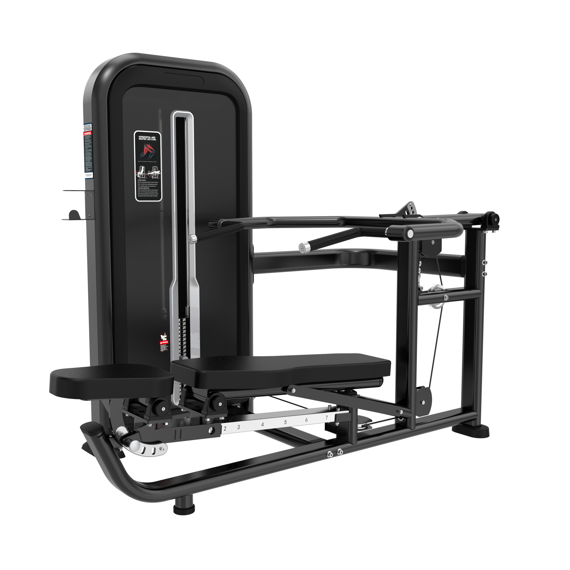 The BefitNow Canada SHOULDER PRESS/SEATED CHEST PRESS is a sleek black machine with a padded seat and backrest designed for comfort. It features a versatile weight stack, durable metal frame, footrest, and adjustable pulley system for customized resistance training.