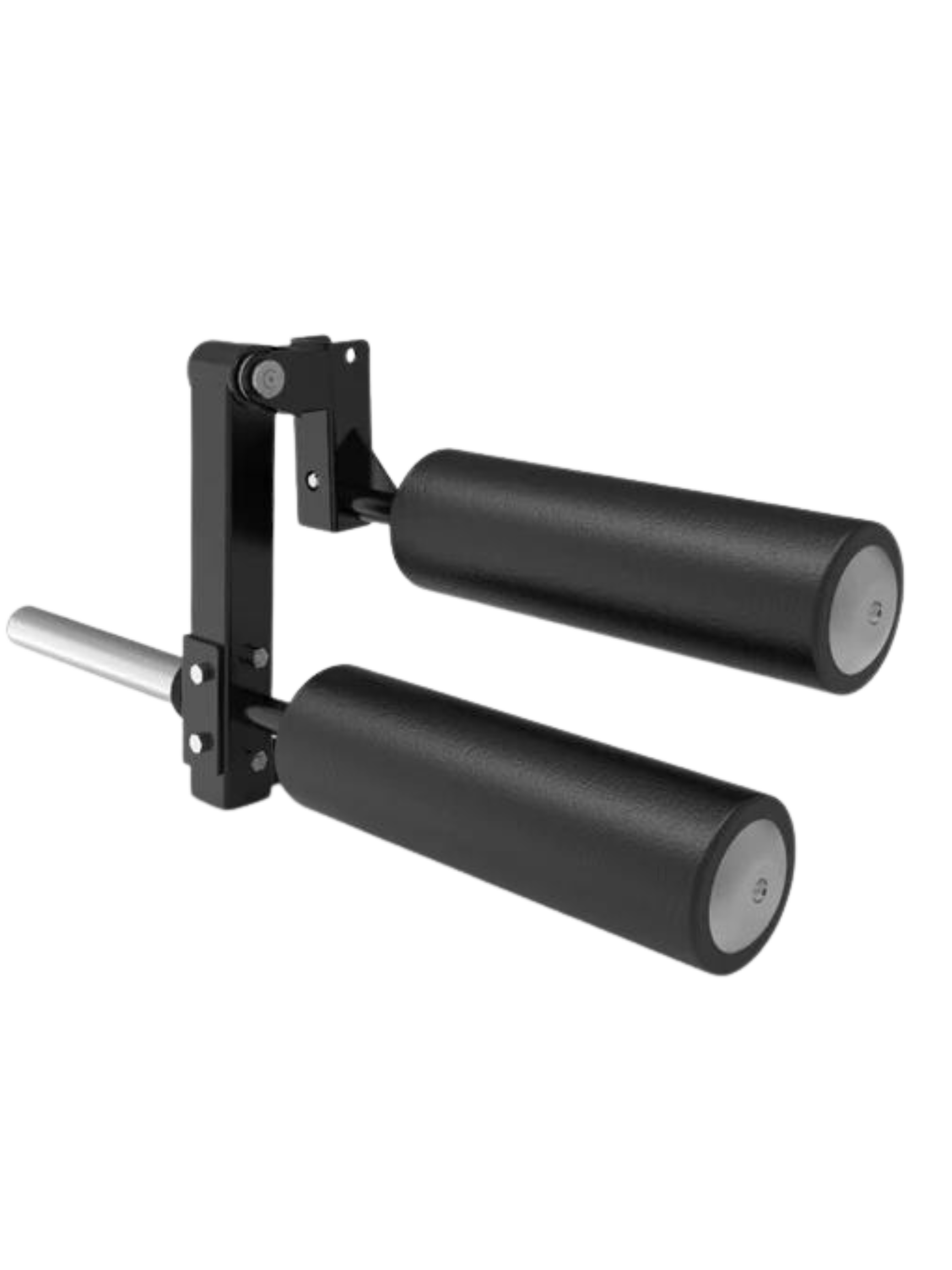 Image of BefitNow Canadas Leg Extension Attachment in black, compatible with Heavy Duty Smith Machine, featuring two parallel padded foam rollers and a metal bar. Ideal for strength training exercises like seated leg extensions.