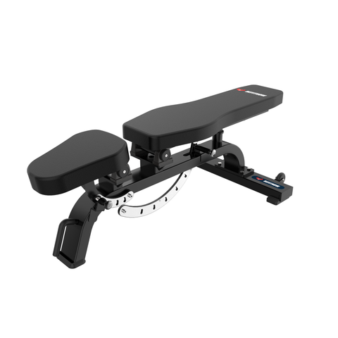 The TB Super Heavy Duty Bench by BefitNow Canada is an adjustable black weight bench with a padded seat and backrest made of durable polyurethane foam. It features a metal frame, lever angle adjustments, and stable base, making it ideal for various strength training exercises.