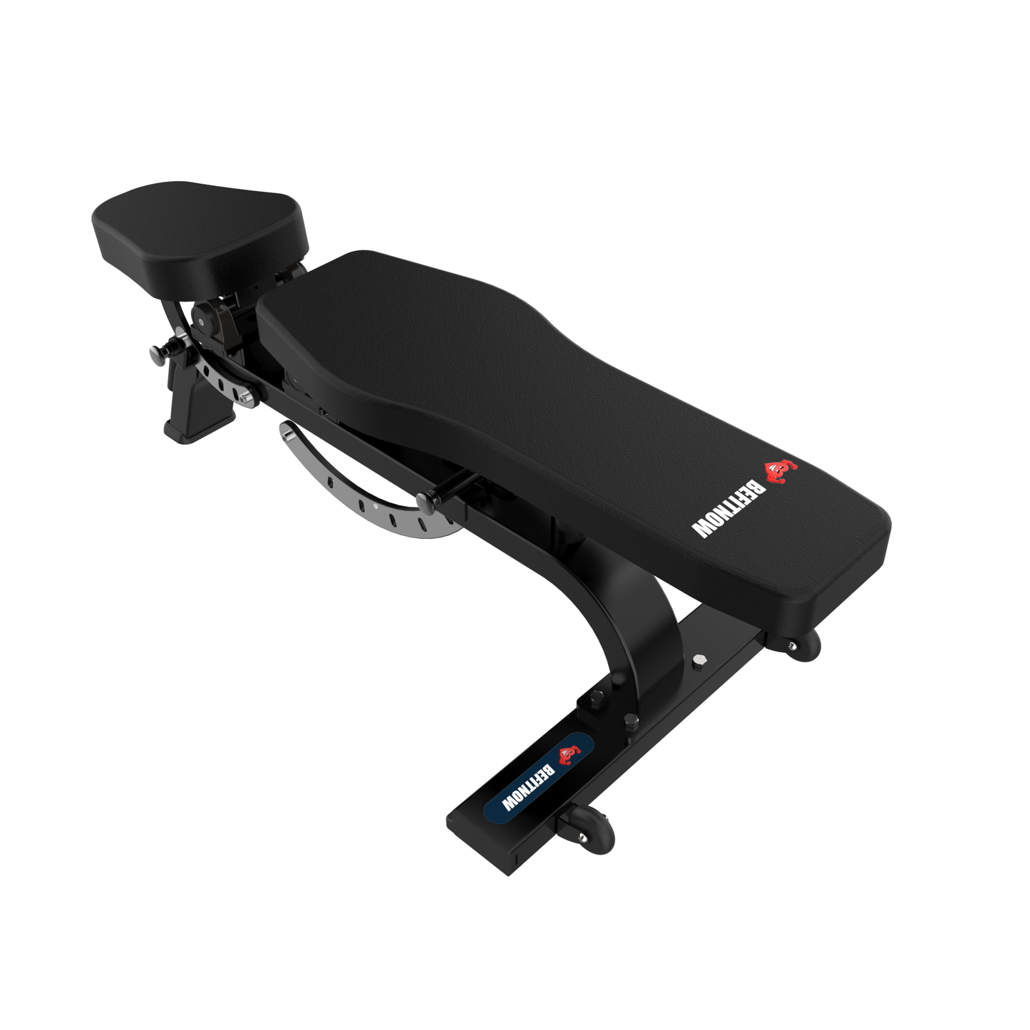 The BefitNow Canada TB Super Heavy Duty Bench features a padded polyurethane foam seat and backrest. It has a sturdy steel frame, an angle adjustment lever, and embedded wheels for easy movement, providing both durability and convenience.