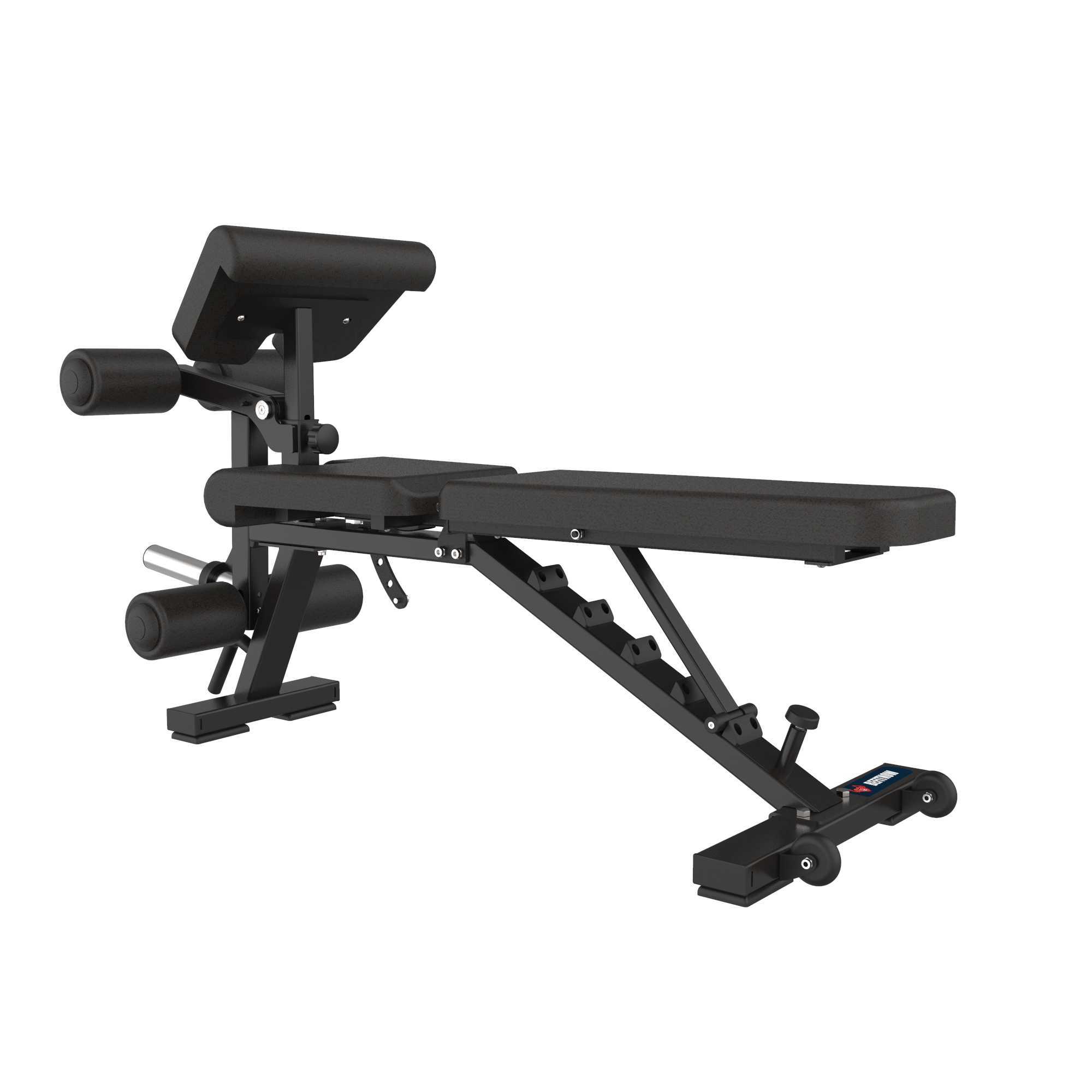 The BefitNow Canada Multi Function Leg Extension Bench is a durable workout bench made of sturdy black metal, featuring a padded backrest and seat, leg rollers, and an angled preacher curl pad for versatile strength training exercises.