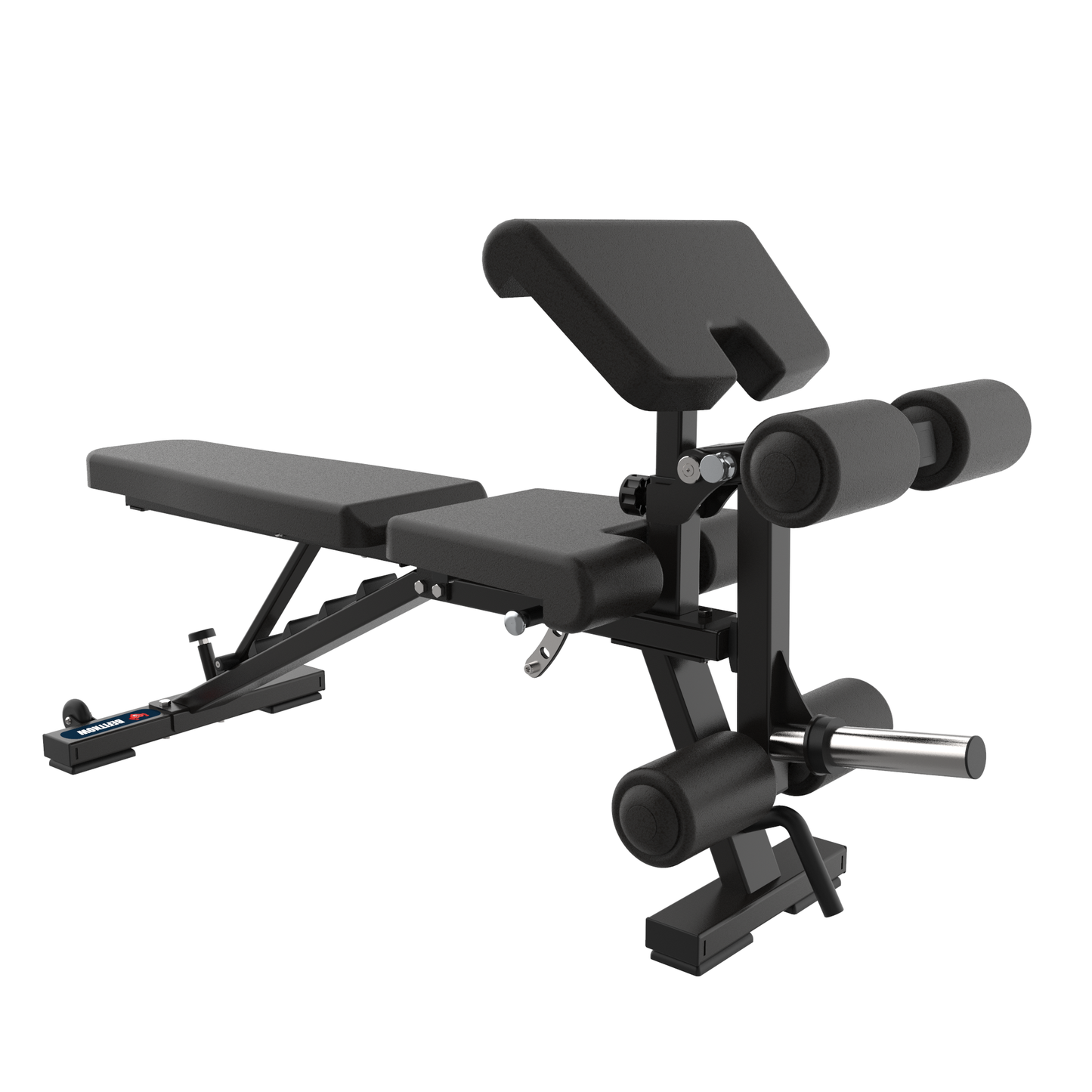 The BefitNow Canada Multi Function Leg Extension Bench is perfect for home gyms, featuring a foldable metal frame, durable design, and black cushioned supports with a heavy-duty leg extension attachment for strength training.