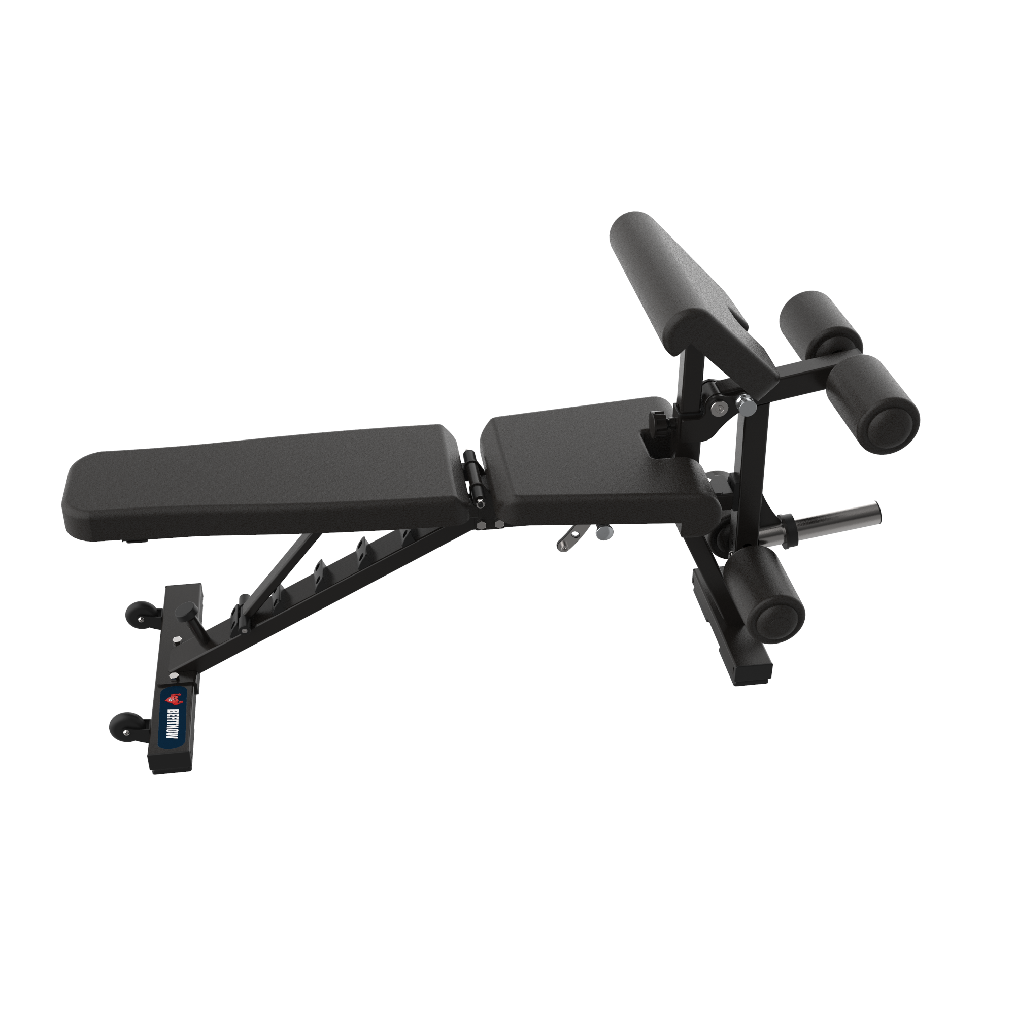 The BefitNow Canada Multi Function Leg Extension Bench provides durability and comfort with its black padded seat, backrest, and leg support. Equipped with wheels for easy mobility and adjustable incline settings for versatile workouts, it is an ideal addition to any fitness routine.