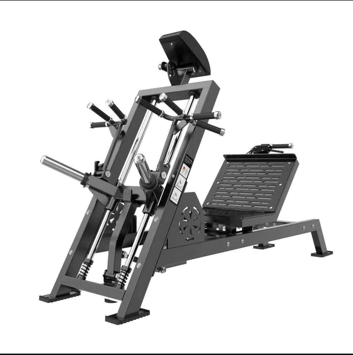 Black Befitnow Smith T Bar Row machine with a metal footplate, ergonomic chest support, and weight plate holders.