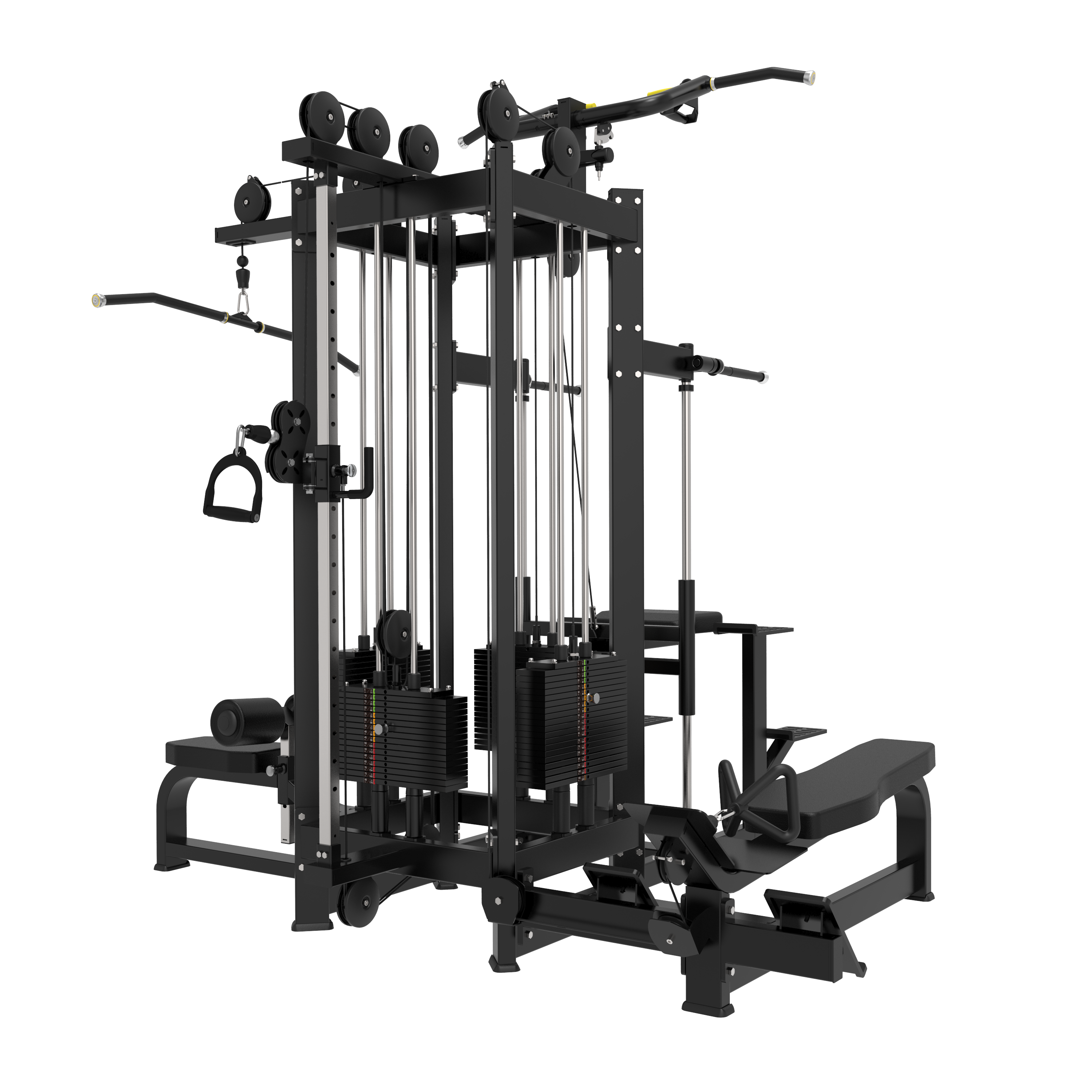 The BefitNow Canada TB66 Multi Jungle 4 Station is shown on a plain white background, featuring pulleys, weight stacks, cables, and multiple attachments for versatile strength training.