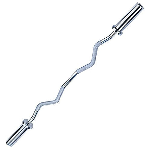 An isolated image of the BefitNow Canada Ez Curl Barbell showcases its zigzag shape and textured grip, ideal for weightlifting exercises targeting upper arm muscles like bicep curls and tricep extensions.