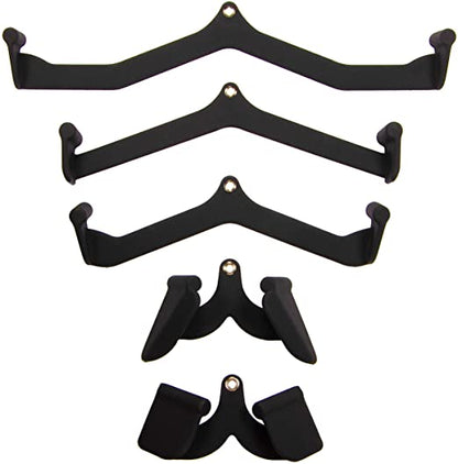 Five BefitNow Canada Urethane 5pc Attachment Sets, in black with visible metal screws, are vertically arranged like gym cable machine attachments. Each piece is curved to hold a guitar securely.