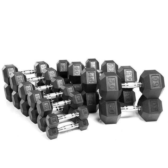 Commercial  5 to 50lbs Hex Dumbbells | Lifetime Warranty + 6-Month Return