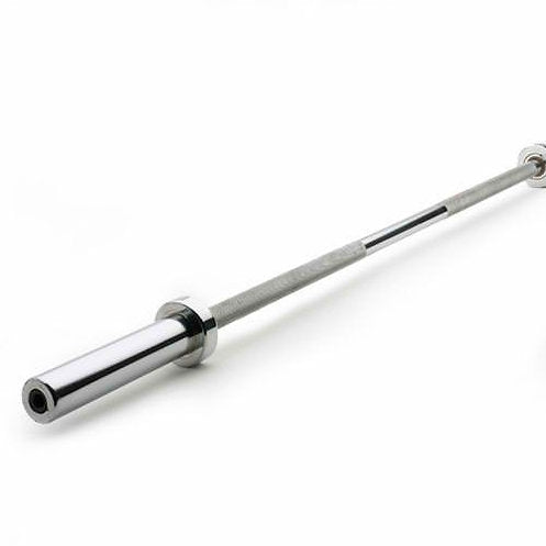 The precision-engineered BefitNow Canada Powerlifting Barbell features a knurled grip and smooth cylindrical ends, set against a white background, perfect for powerlifting enthusiasts seeking performance and durability.